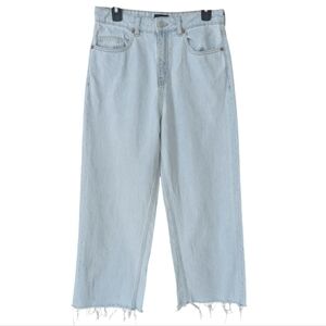 Frank And Oak Nina Wide-Leg Cropped Jeans in Washed Blue - Women's 29
